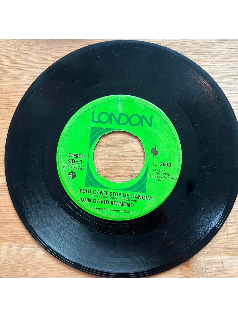 John David Redmond - (You can't Stop me Dancin')/Life of a Friend 45rpm VG+ R10